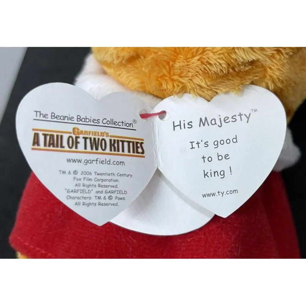 Vintage Garfield His‎ Majesty TY Beanie Babies Plush Stuffed Toy King MWMT